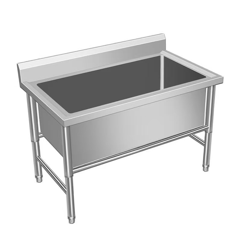 201/304 Stainless Steel Deep Kitchen Sink Work Table with Backsplash, Commercial Prep Sink