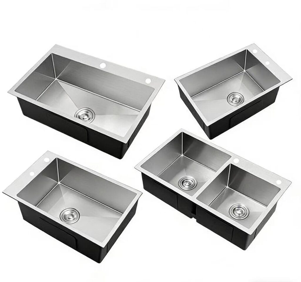 201/304 Stainless Steel Undermount/Topmount Kitchen Sink, Single/Double Bowl Custom Sink